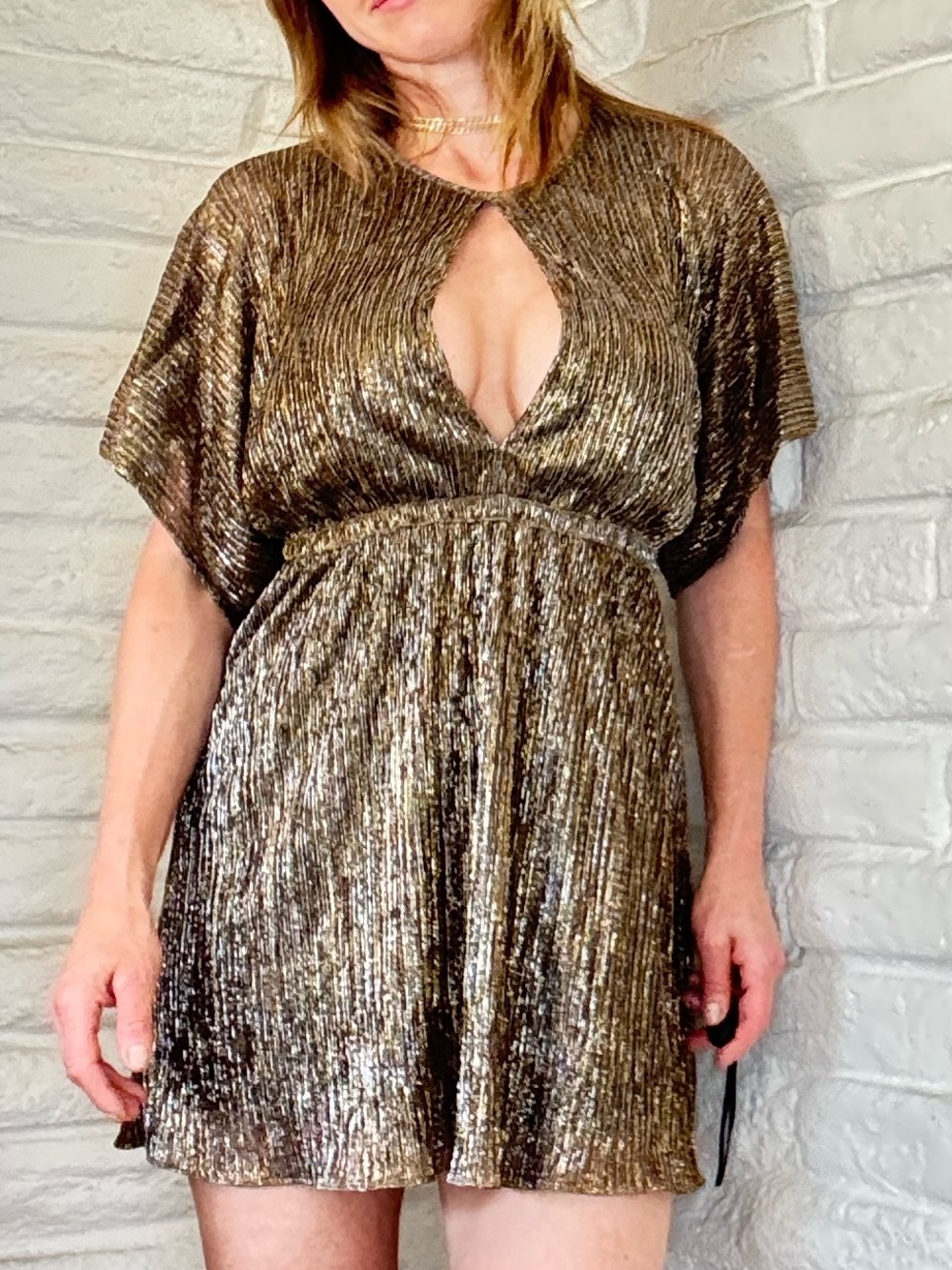 bebe Metallic Gold Mini Dress